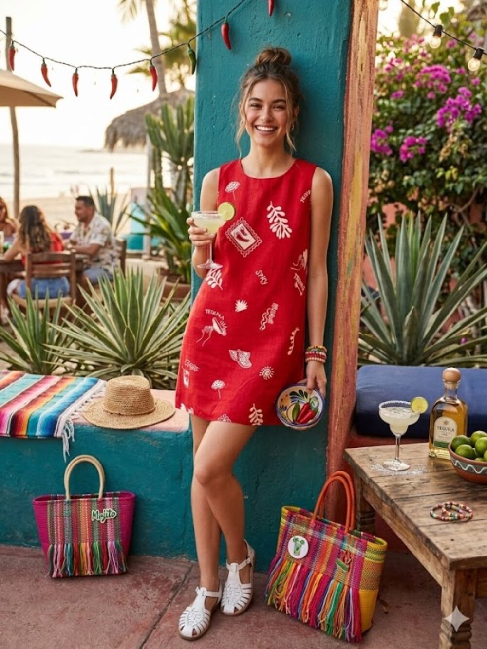 Anthropologie Paper Heart Tequila Linen Blend Dress M With Pockets Margarita Min